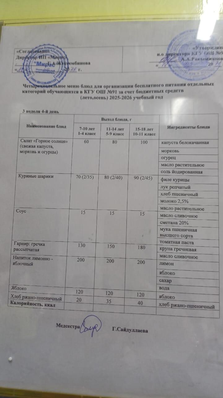 Ас мәзірі 3-апта,4-күн
